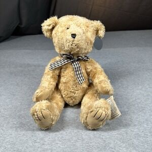 Princess Soft Toys 'Chauncey' Curly-Fur Teddy Bear Plaid Bow Vintage W/ Tags